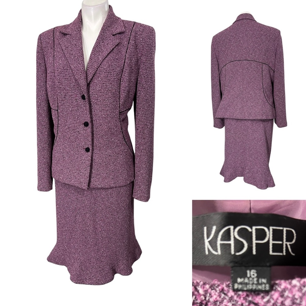 Kasper Purple Tweed Skirt Suit Set